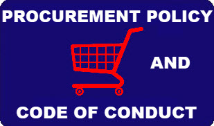Procurement and Code of Conduct Button with Red Shopping Cart