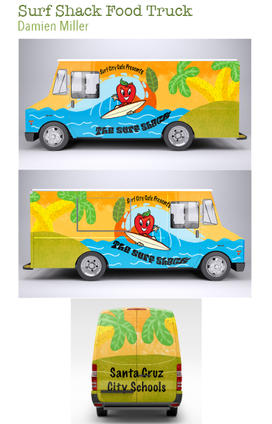 A picture that presents a mock-up of the student design for the food truck.
