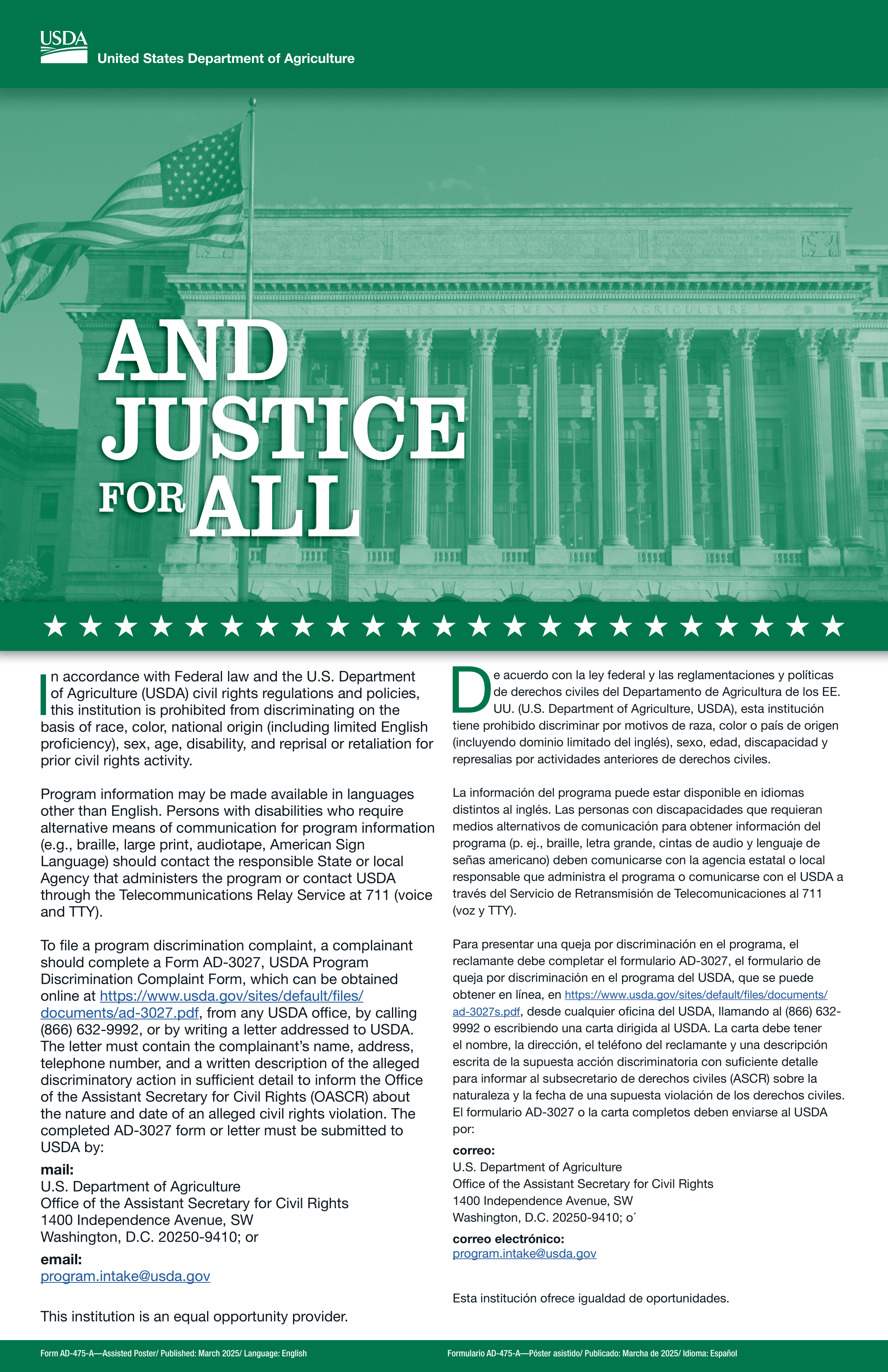 And Justice for All USDA Poster Thumbnail Image with text